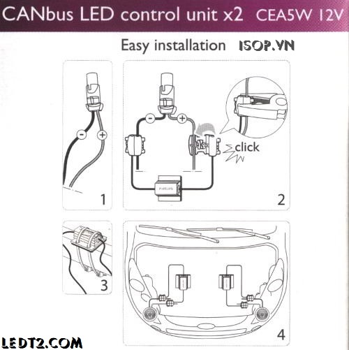 [LEDT2 ISOP] Bộ Philips LED CANbus Adapter 5W và 21W [Số lượng: 1 cặp]