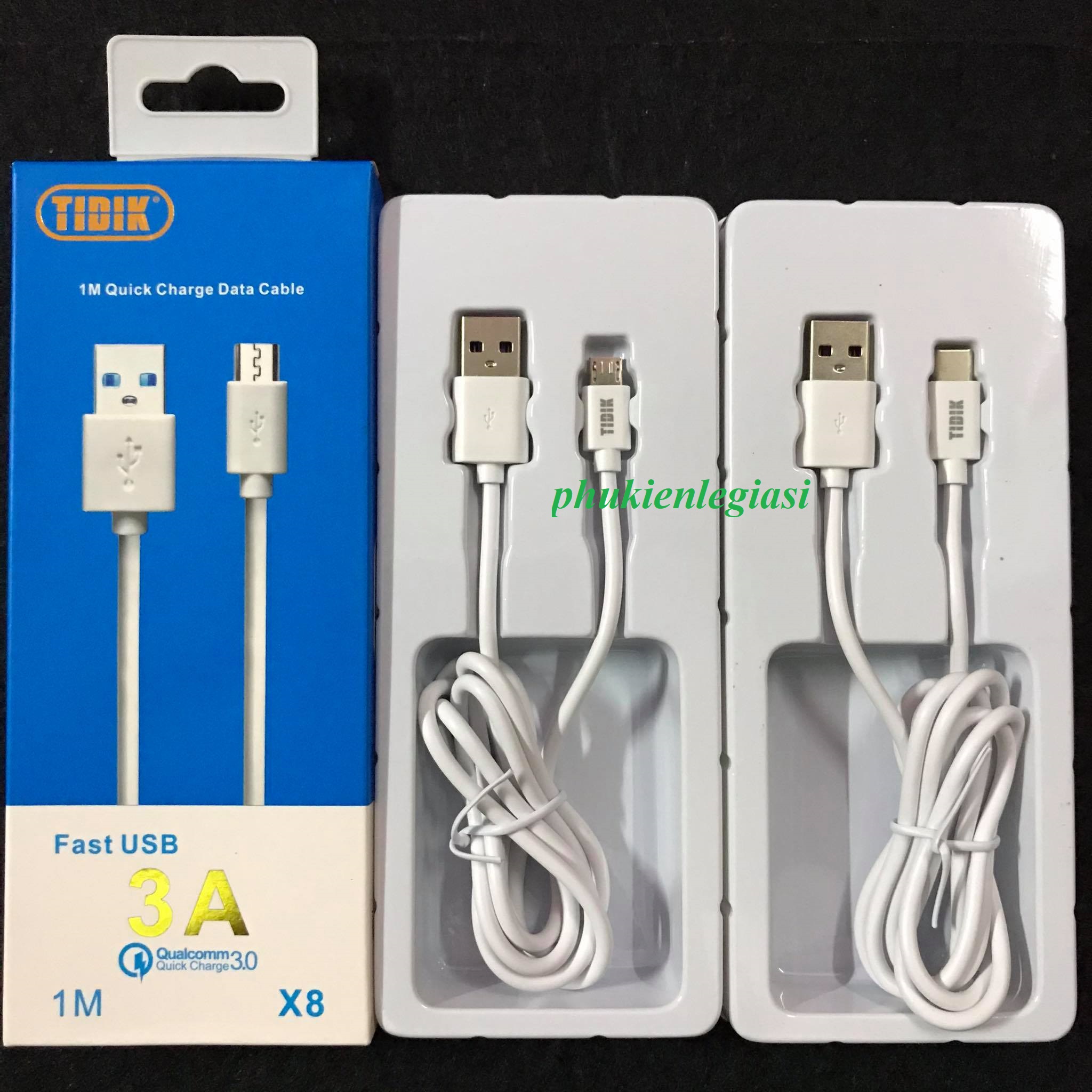 Cáp sạc Micro usb, Type C hiệu Tidik mã trơn