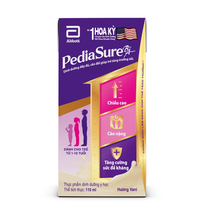 [Tặng 2 Hộp Pediasure nước 110ml] Sữa Pediasure BA vị Vani 850g