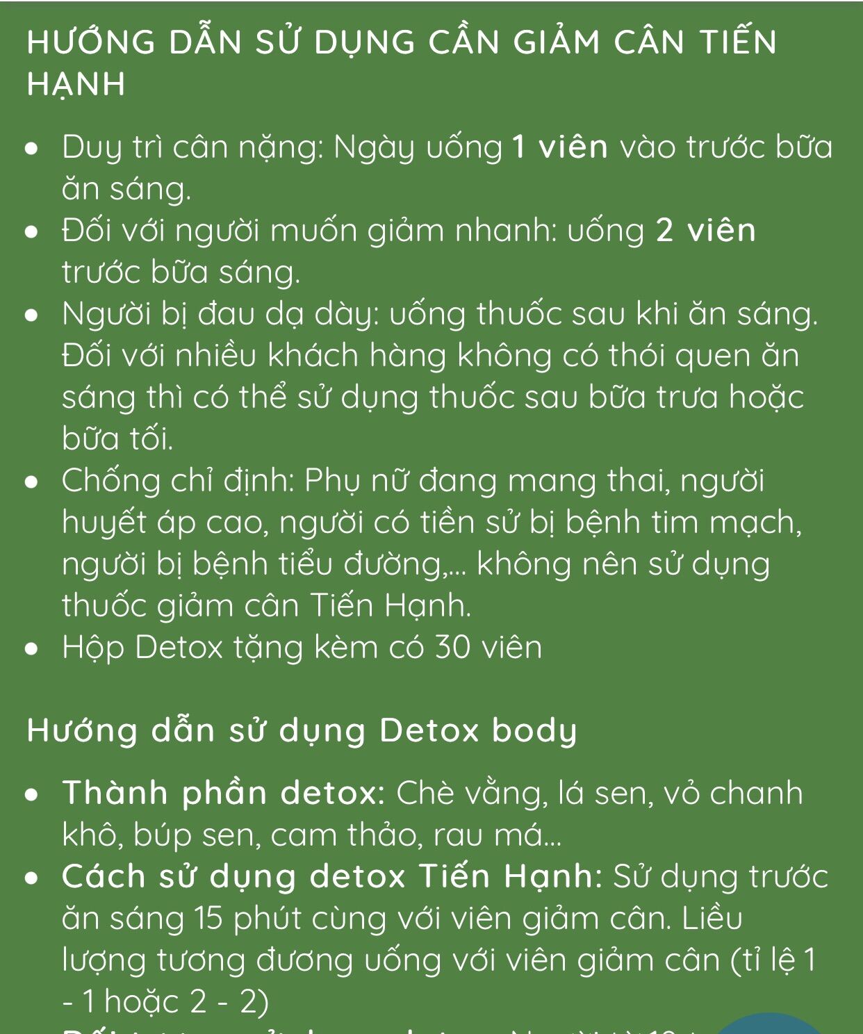 ( Nguyên tem) Giảm cân tiến hạnh tặng detox