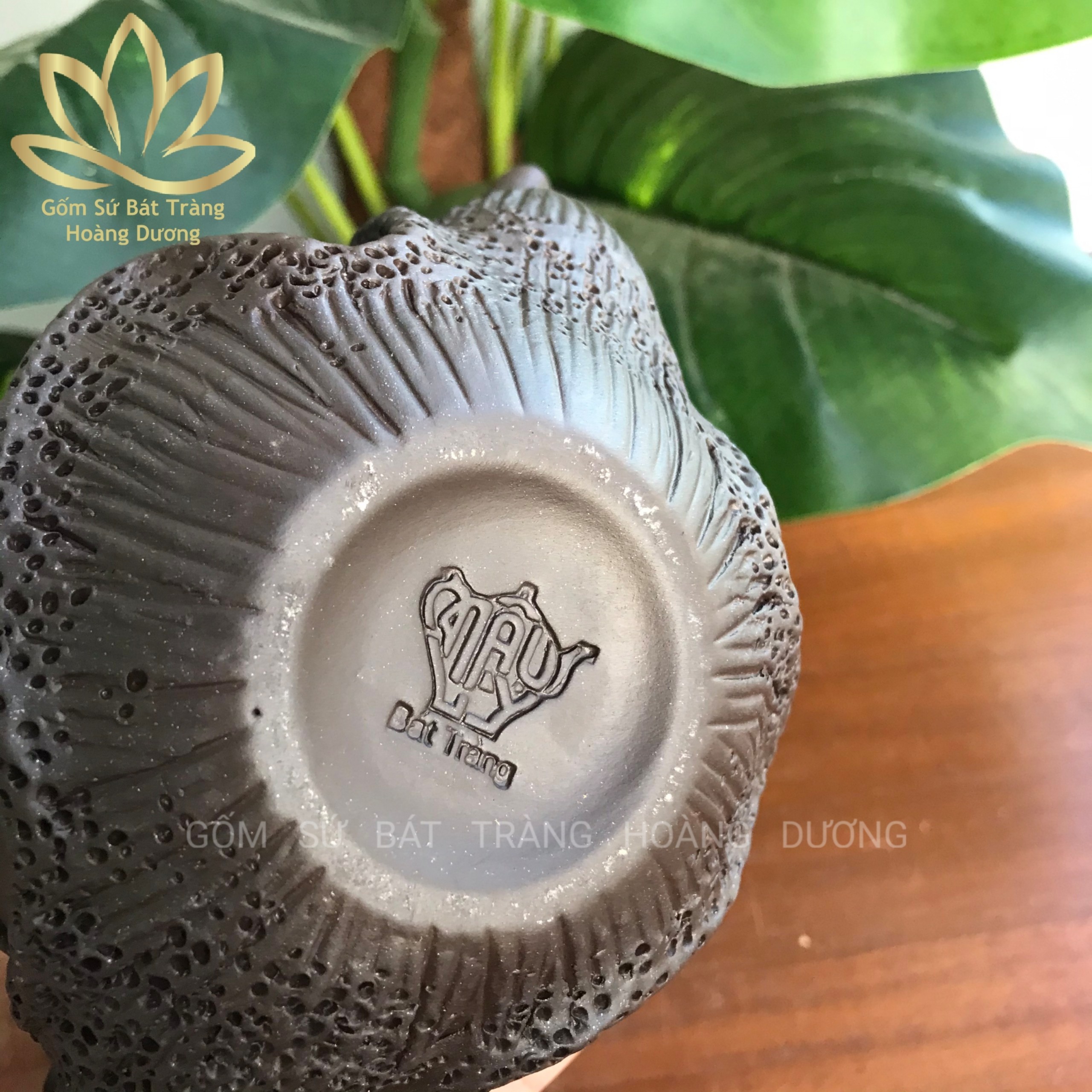 (Hàng nghệ nhân) Ấm pha trà Bát Tràng đất nung tử sa hoa phù dung 400ml màu đen