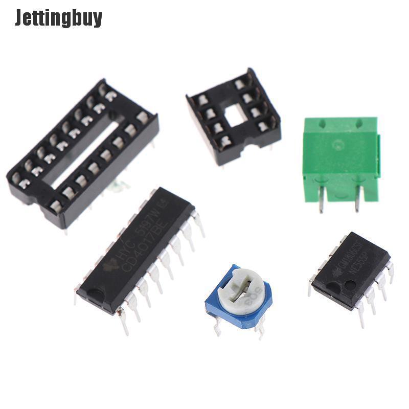 Jettingbuy LED Chaser Đèn Nước Chảy Mô-đun Ne555 + Bảng Mạch Pcb Cd4017 Bộ Dụng Cụ Tự Làm