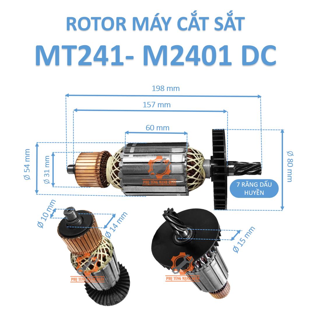 Rotor/ruột máy cắt sắt maktec MT241, makita M2401 thân 54 dài 198 7 răng dấu huyền tặng kèm chổi than cao cấp
