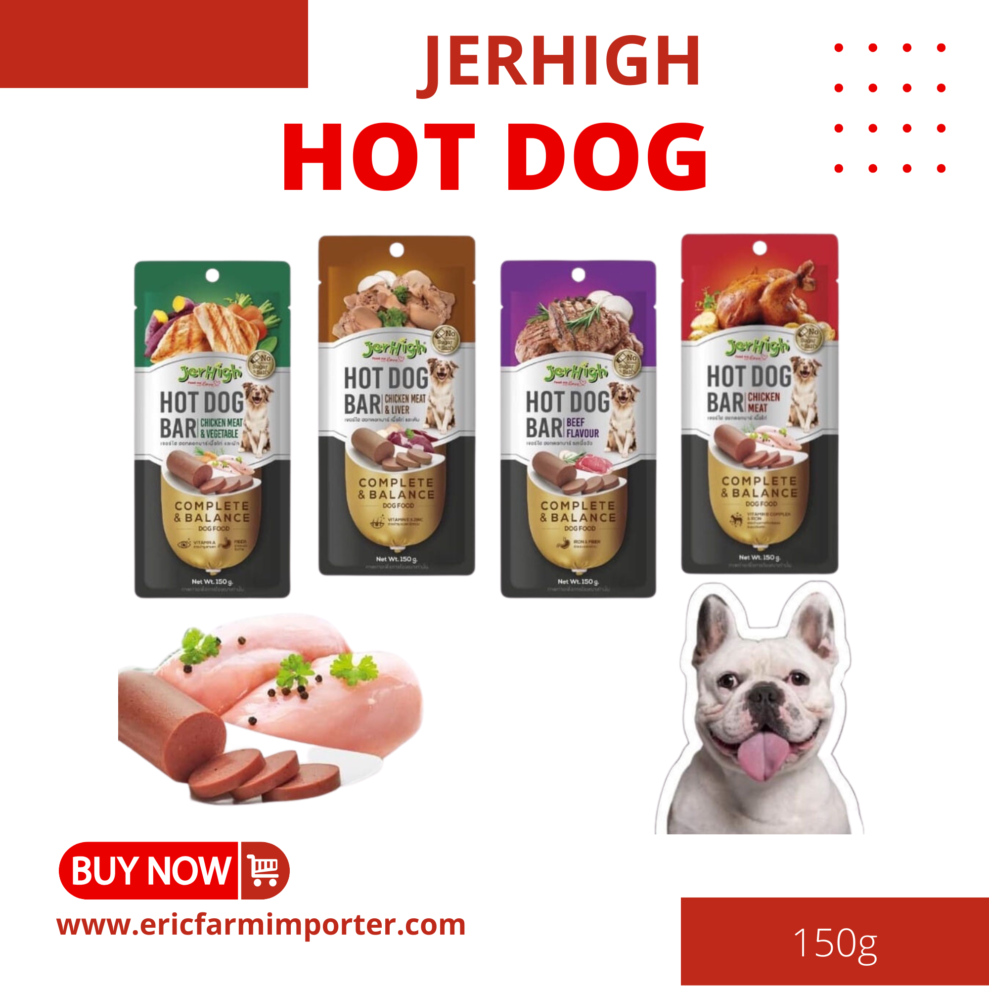 Xúc xích Jerhgih cho chó nhiều vị 150g Thức ăn dinh dưỡng cho Chó cưng