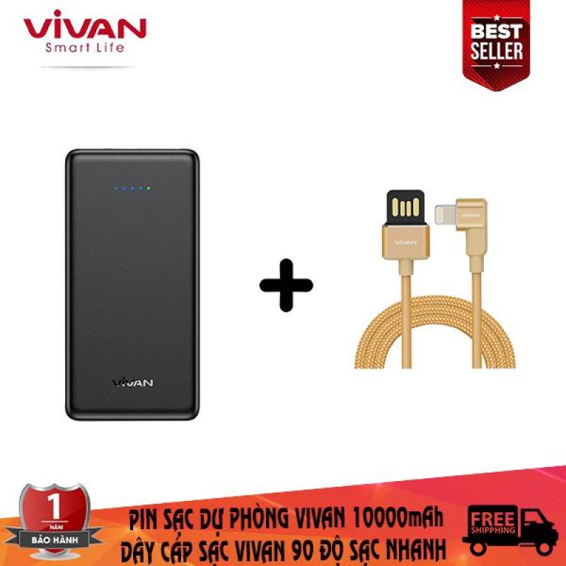 Giá Combo sạc dự phòng vivan 10000mAh + dây cáp sạc lighnting vivan tích hợp sạc nhanh thiết kế chữ L 90 độ chuyên dụng chơi game ( bảo hành 1 đổi 1 ) - CB5