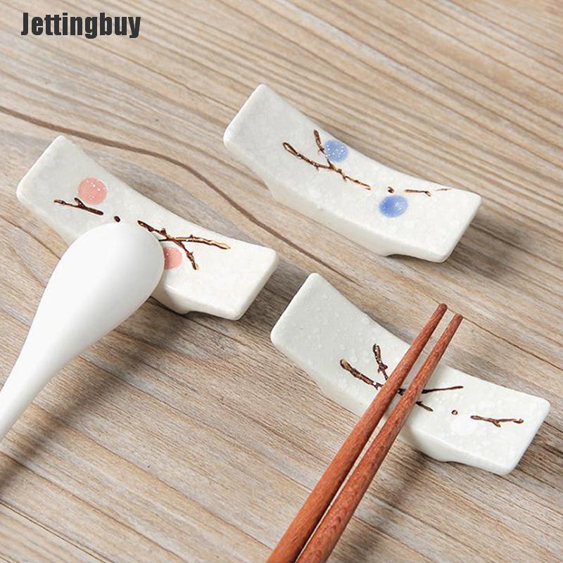 Jettingbuy Ceramic snowflake japanese kitchen chopsticks pillow rest chopsticks holder 1pc