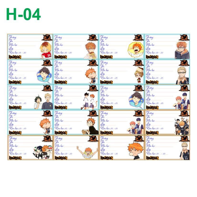 Nhãn vở set 40-100 nhãn Haikyuu!!