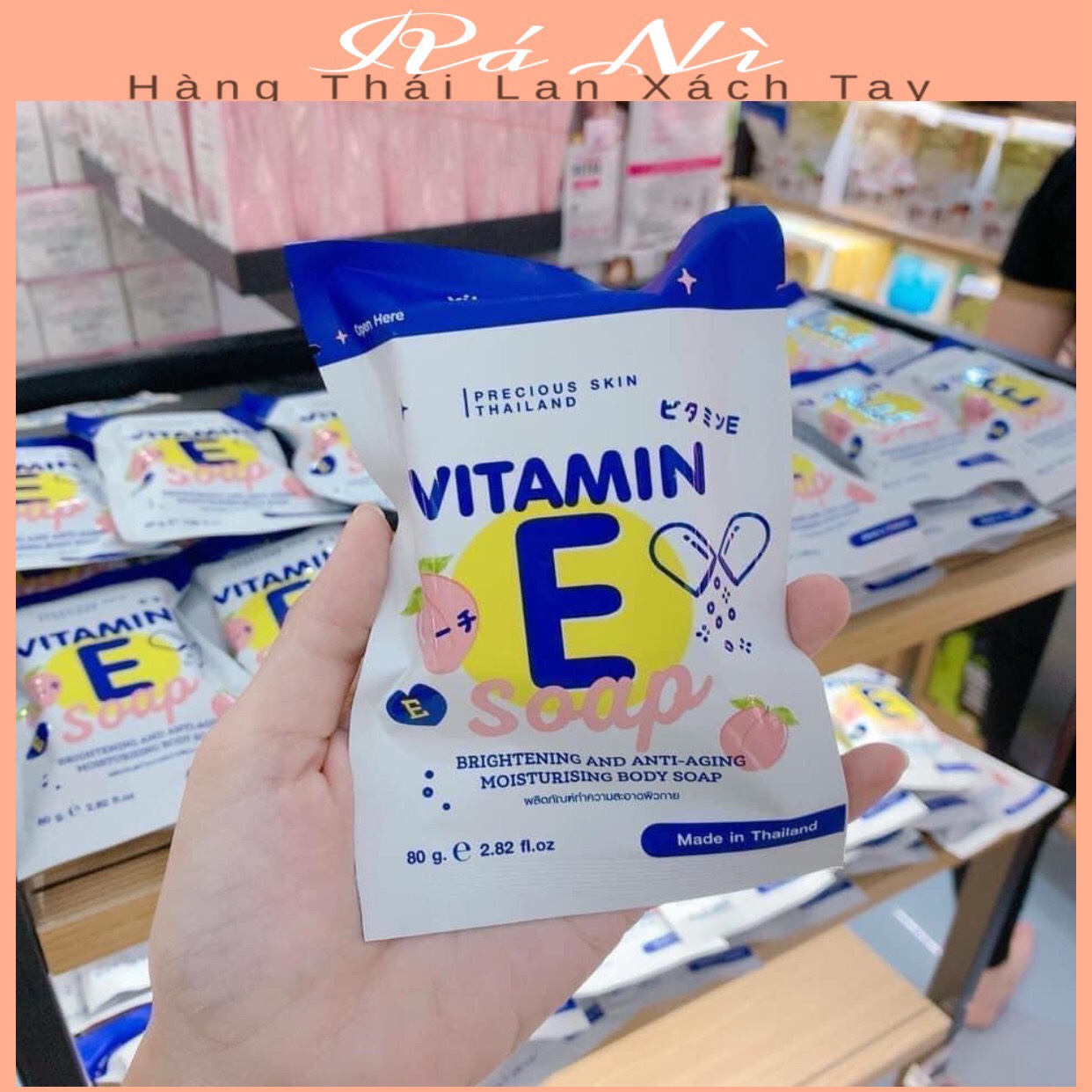 [Sẵn Shop] Soap Xà Phòng Trắng Da Body Vitamin E Thái Lan 100g
