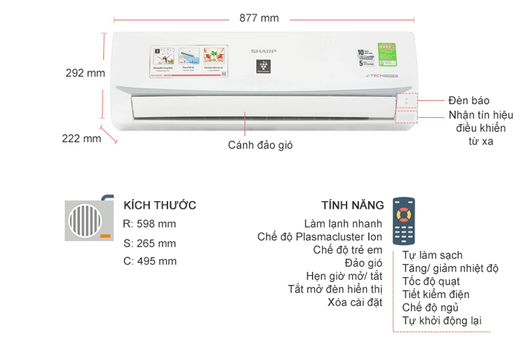 Máy lạnh Sharp Inverter 1.5 HP AH-X12XEW