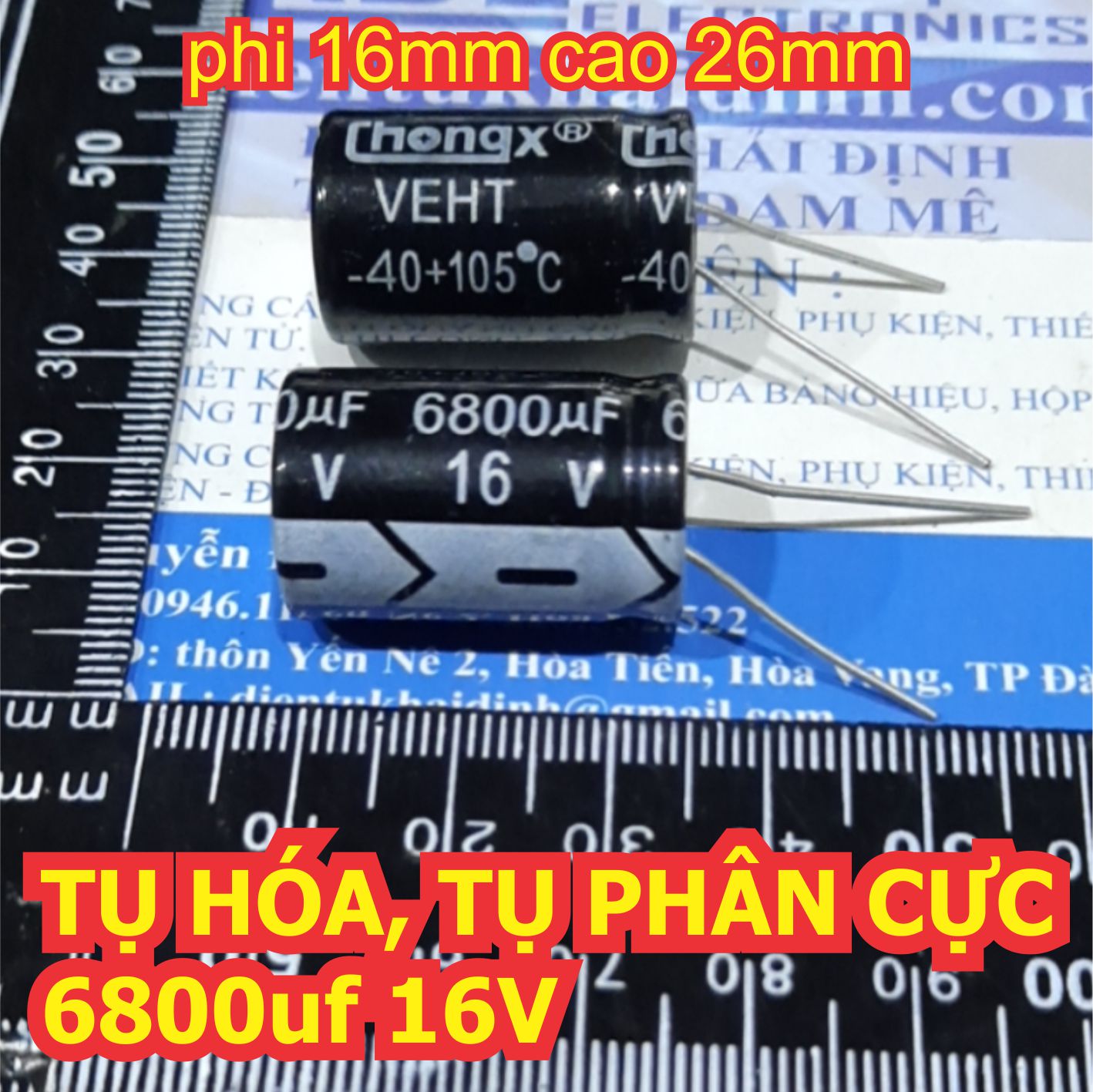 5 con TỤ HÓA, TỤ PHÂN CỰC 6800uf 16V  kde1828
