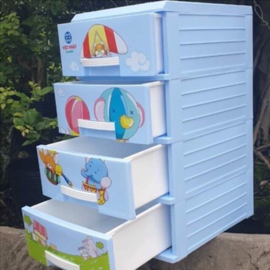 Tủ nhựa Việt Nhật 4 tầng cao cấp. Kích thước 33,5 x 25,5 x 50cm.