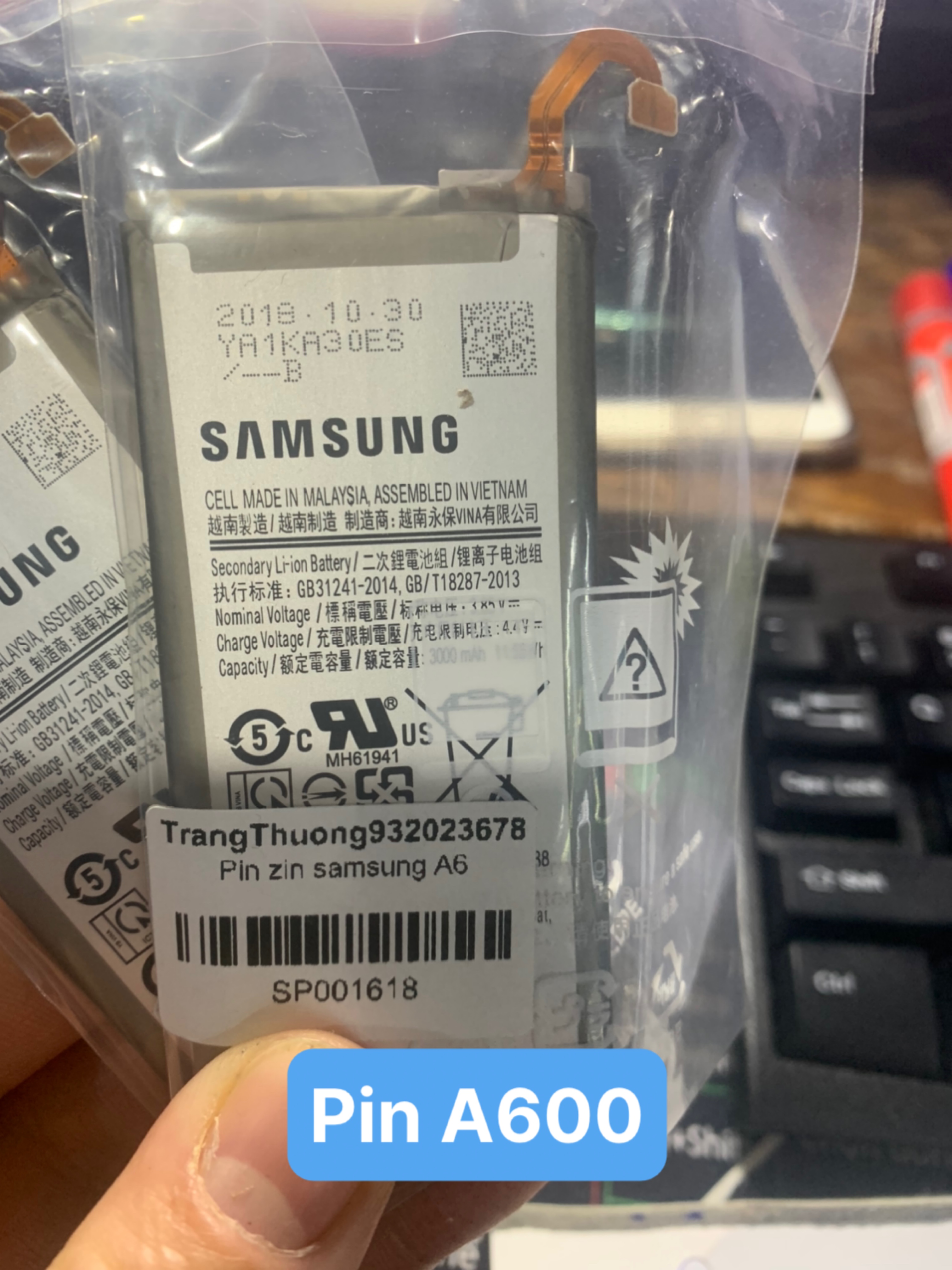 Pin zin samsung EB-BJ800ABE : Galaxy J6 - 2018 (J600) / A6 - 2018 - (A600)