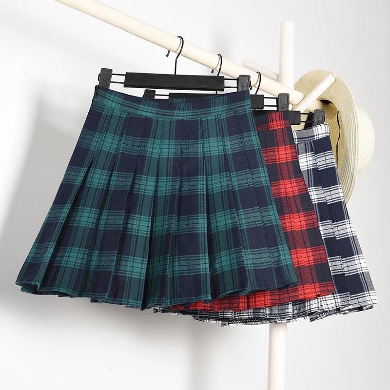Chân Váy Kaki Xếp Li Phối Caro Phong Cách TTSL0084