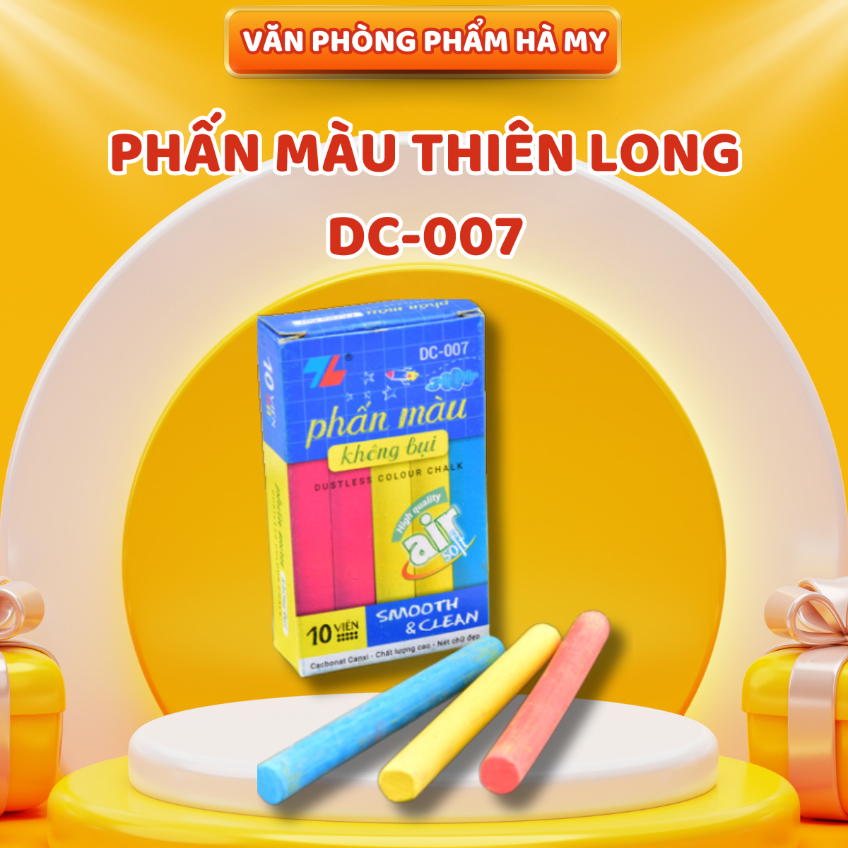 Combo 10 Hộp Phấn màu không bụi Thiên Long DC-007