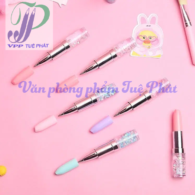 Combo 2 cây bút gel mực xanh hình son môi