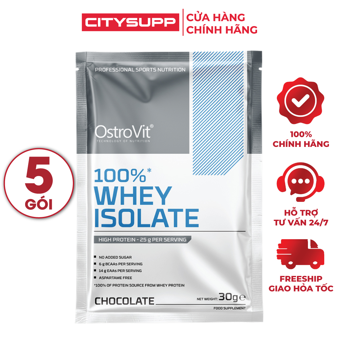 Sữa Bột Whey Protein Isolate OstroVit 30g/Gói, Set 5 Gói  Nhập khẩu Ba Lan