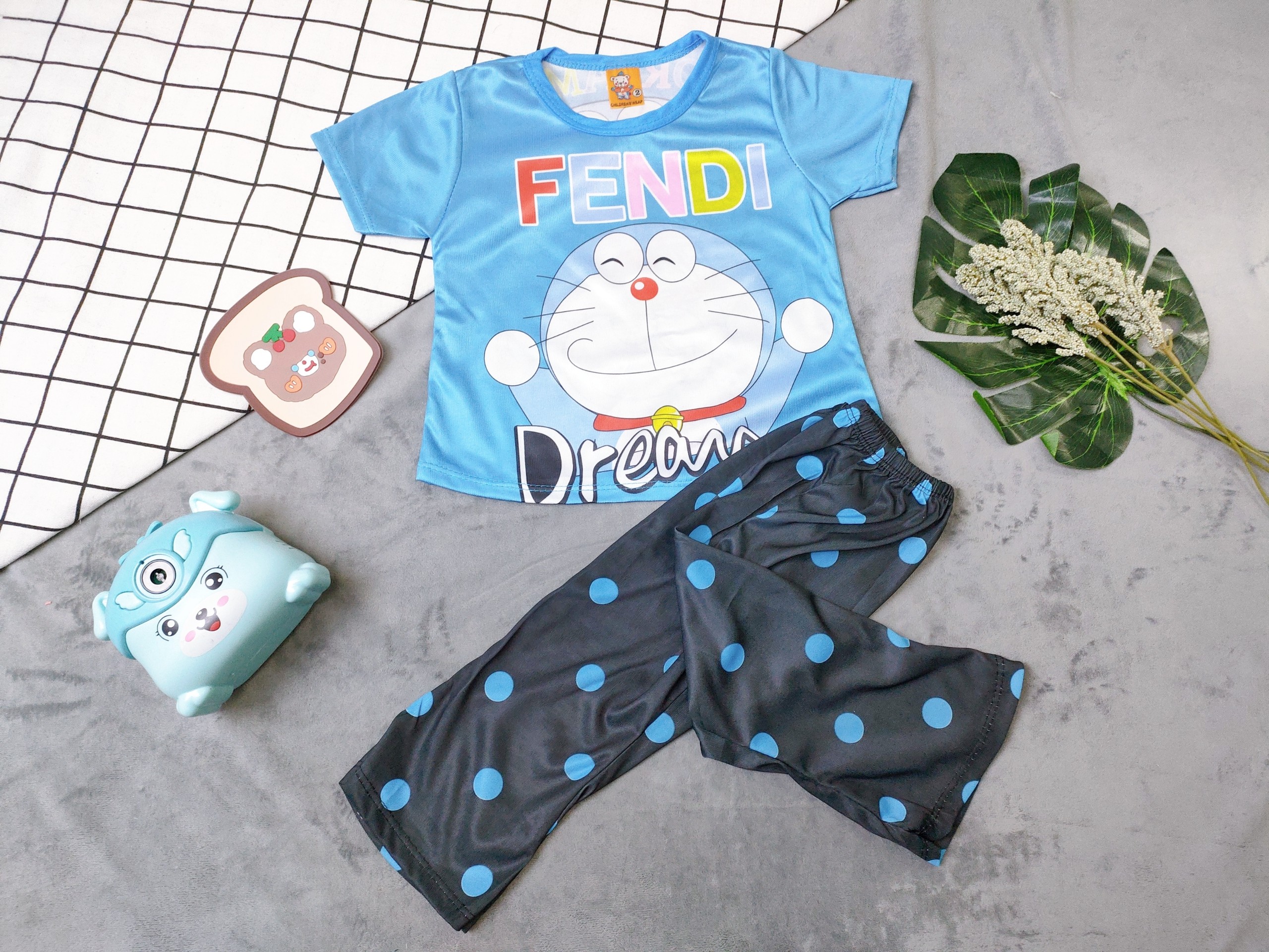 Bộ 3D Doremon Tay Ngắn Quần Dài Bé (6-14kg)