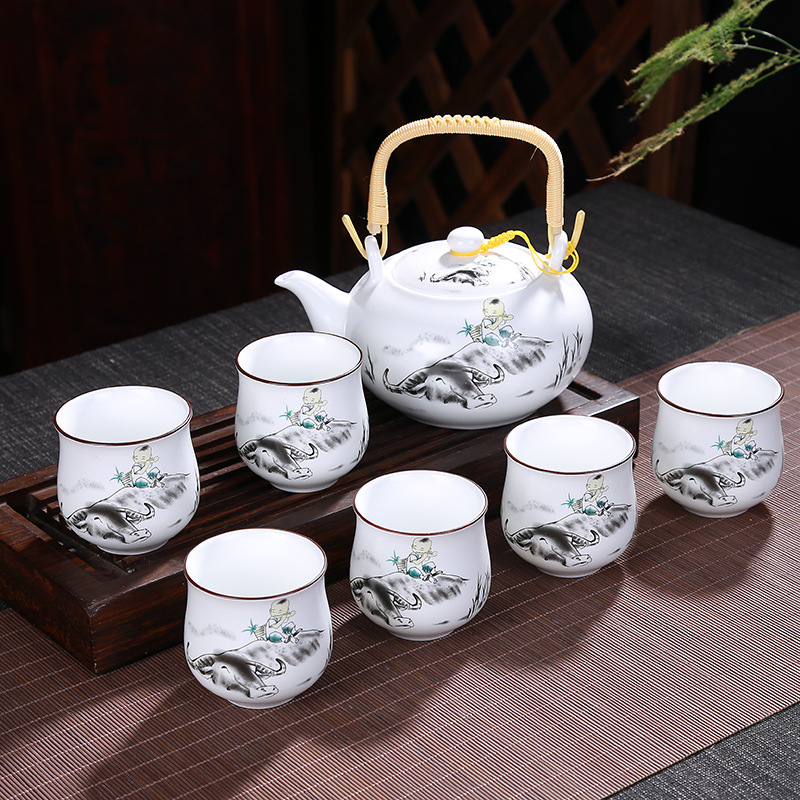 Bộ ấm chén sứ pha trà đạo Cảnh Đức Trấn
