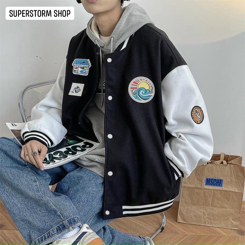 Áo Khoác Varsity Jacket  STUDIO bomber bóng chày basic nam nữ form rộng Local Brand