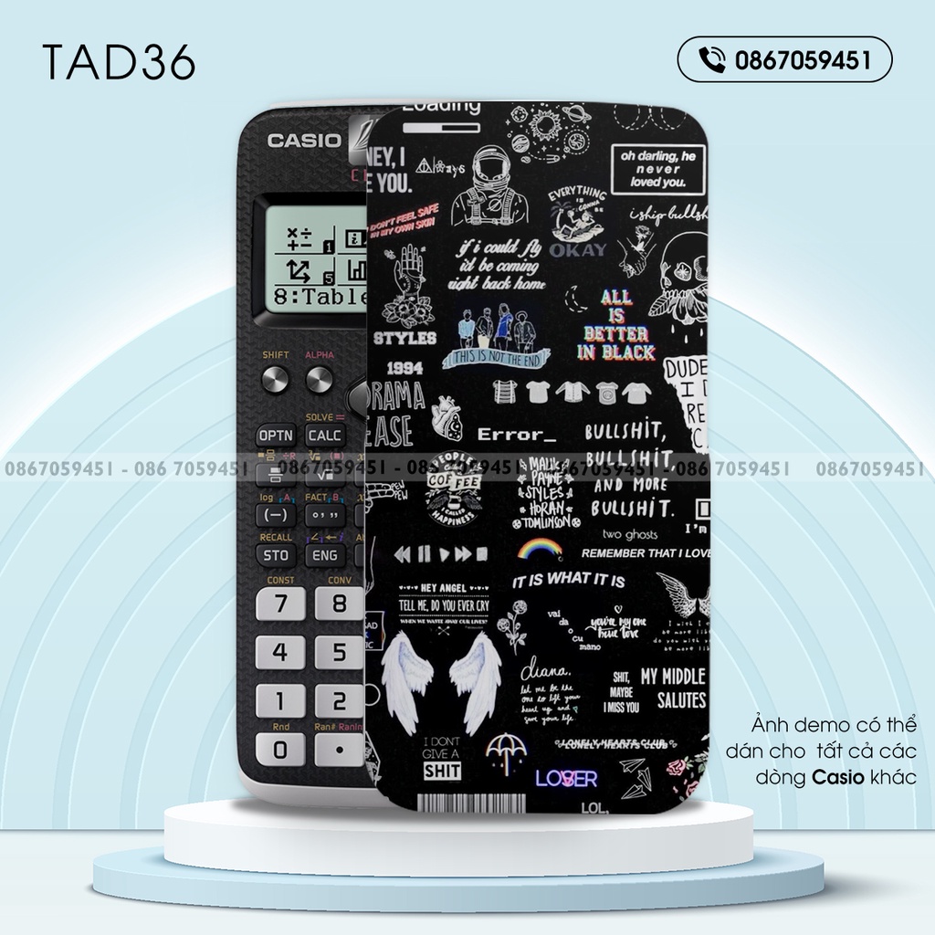 Skin dán máy tính CASIO In Hình Độc LạBộ 8 (Casio 570 / Casio 570-2nd/ Casio 580 /Vinacal..) tadb8