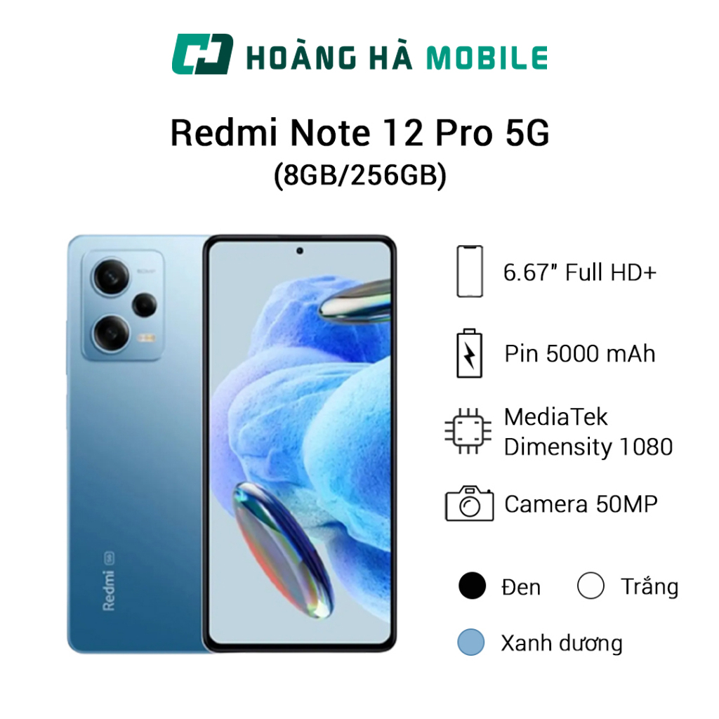 Điện thoại redmi note 12 pro 5g 8gb/256gb - chính hãng