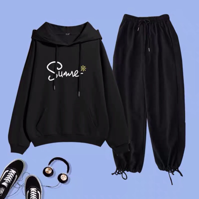 Sét áo hoodie sunre kèm quần bom chun gấu siêu trẻ trung