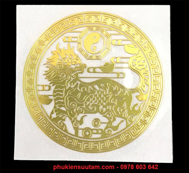 Miếng Dán Hình Kỳ Lân Bát Quái Tròn - SP006182