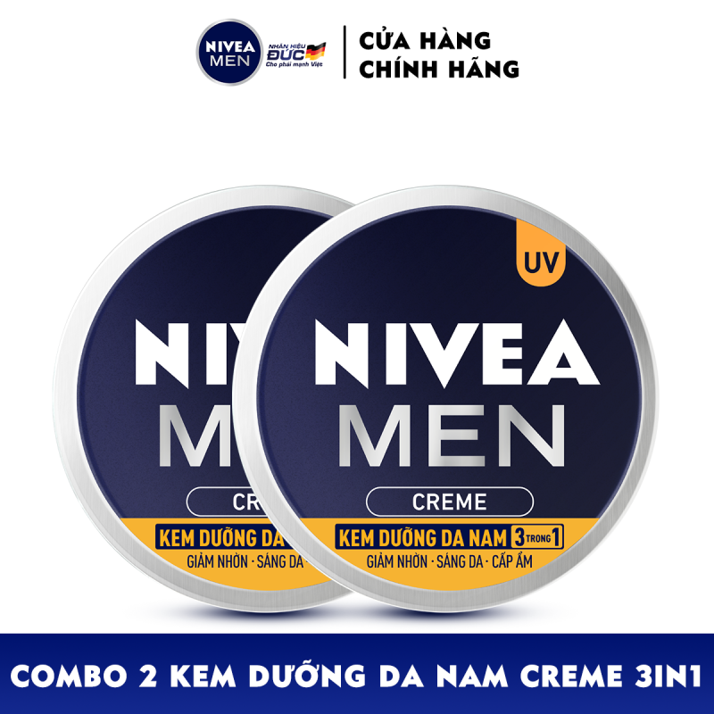 Bộ đôi Kem Dưỡng Da Nam NIVEA MEN Creme 3in1 Giúp Giảm Nhờn, Sáng Da, Cấp Ẩm (30G) - 83923 nhập khẩu