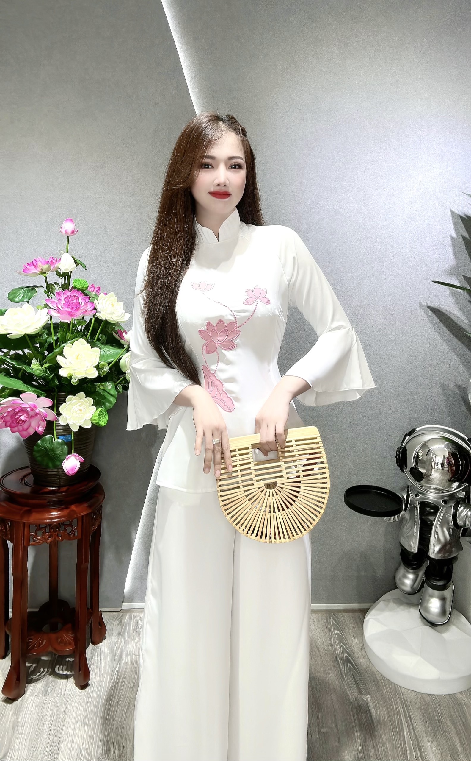 Đồ Lam Đi Chùa # Bà lai sen lụa đông hưng# Quần Áo Nữ