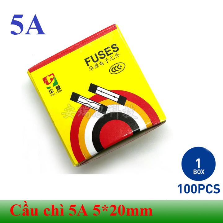 [Hộp 100 chiếc] Cầu chì ống thủy tinh 5A cỡ 5*20mm