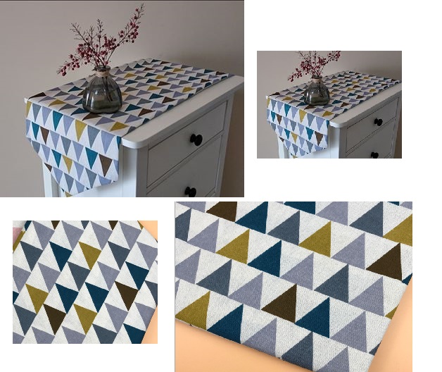 [HCM]VẢI BỐ/VẢI CANVAS HỌA TIẾT TAM GIÁC VÀNG XANH