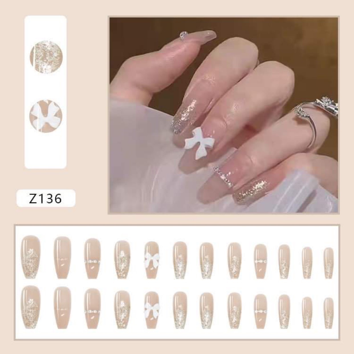 Set 24 Móng Tay Giả Thời Trang Kèm Keo dán