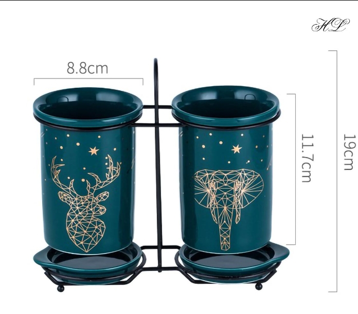 High-Quality Green Double Ceramic Chopstick Holder Set