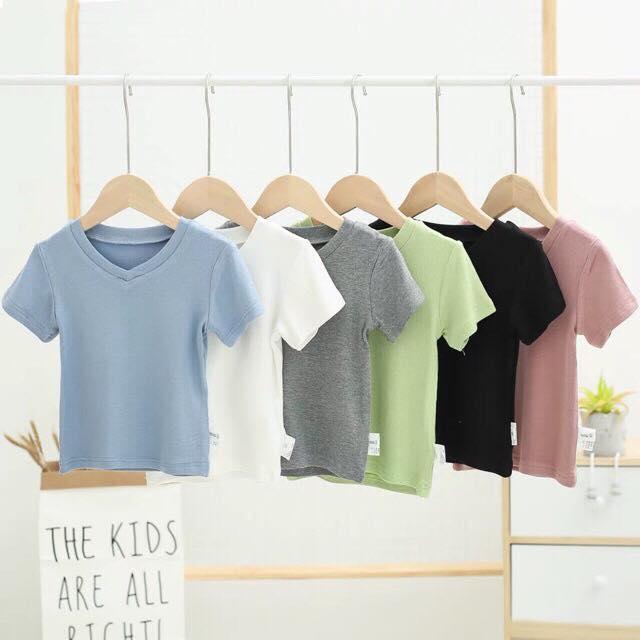 combo 5 Áo thun trơn cotton  bé trai và gái - áo thun đơn giản đẹp cho bé