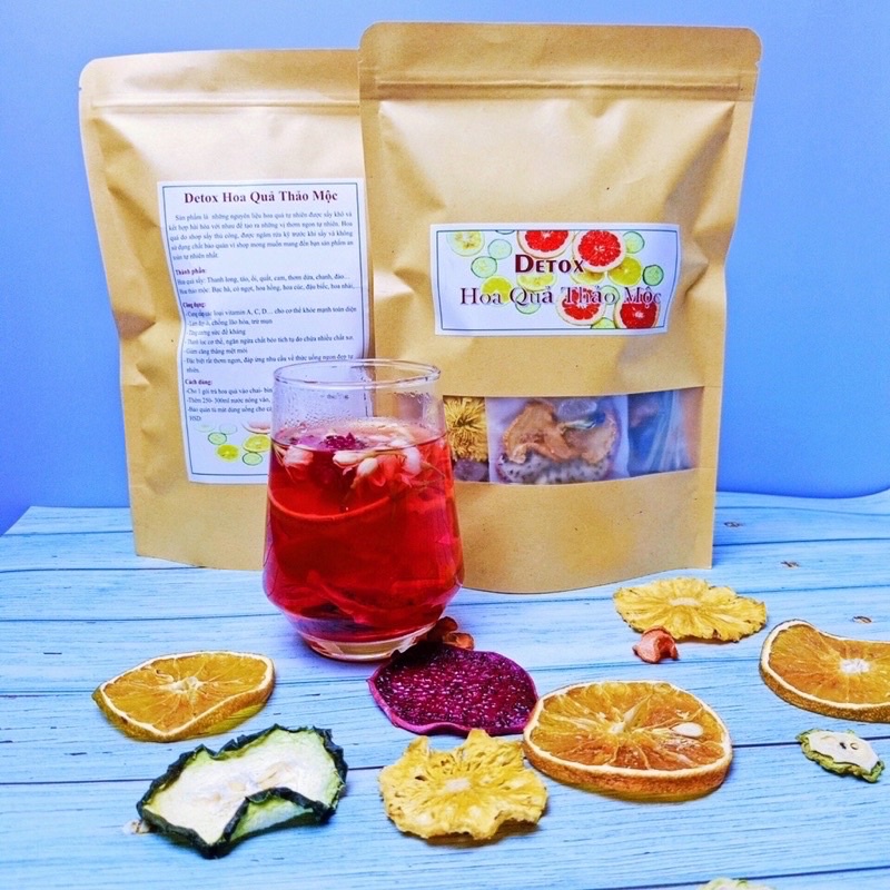 trà detox hoa quả sấy [ CAM, THANH LONG, TÁO]