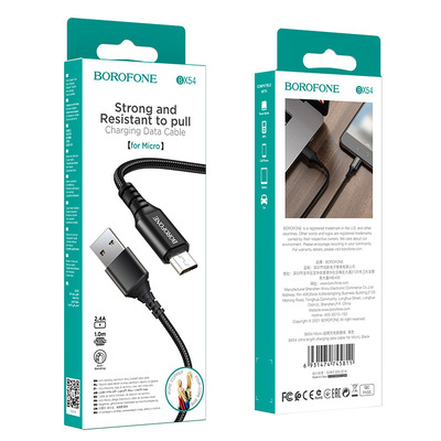 Cáp Sạc Type C, Micro USB Dây Dù Borofone BX54 1m Chính Hãng