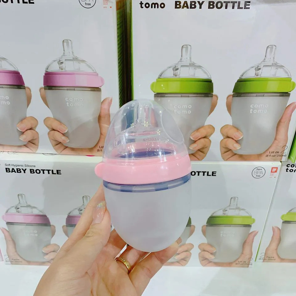 [Hoàn Tiền 10%]Bình sữa silicon núm siêu mềm cho bé 150ml/250ml