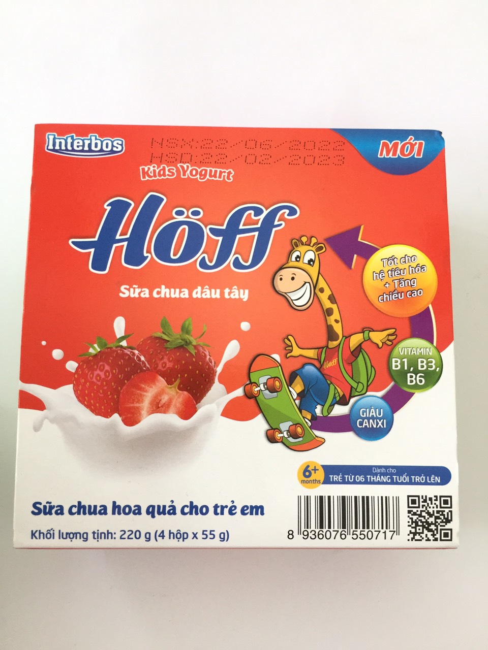 (Combo of 6 Packs) Hoff Children's Yogurt with 6 Flavors for Babies from 6 Months Old to Support Digestion and Supplement Beneficial Bacteria (24 Boxes X 55g)