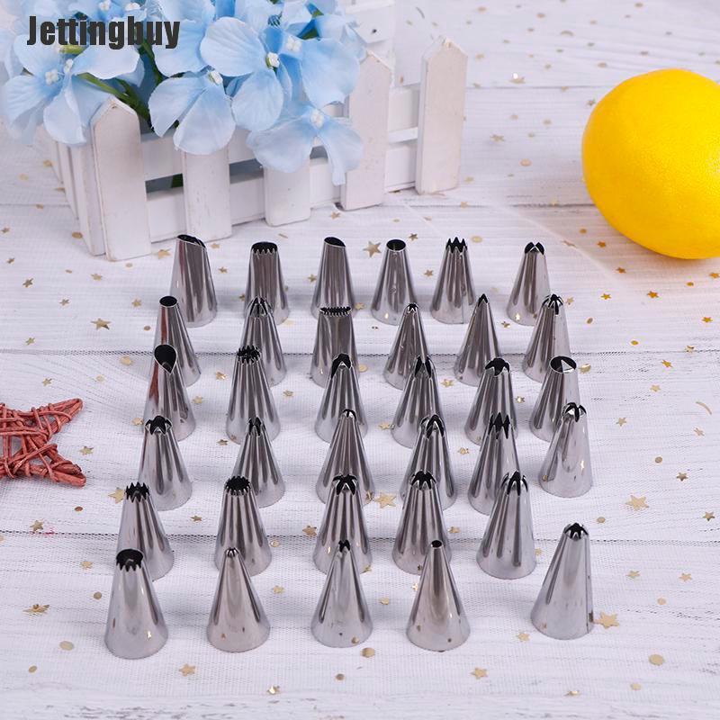 [Jettingbuy] Stainless Steel Icing Piping Nozzles Tools Set Box Cake Decorating A: 24Pcs