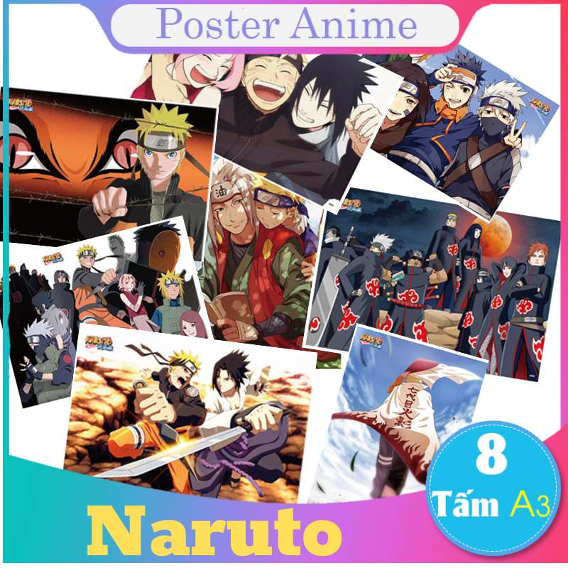 [Giấy Xịn] Set 8 tấm tranh poster to A3 NARUTO anime siêu chất