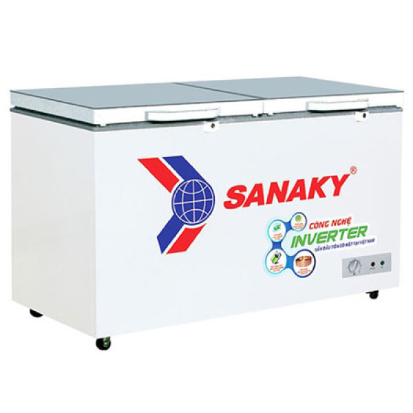 Giá bán [Trả góp 0%]Tủ đông Sanaky mặt kính 1 chế độ Inverter ( xám ) VH-4099A4K 305 lít