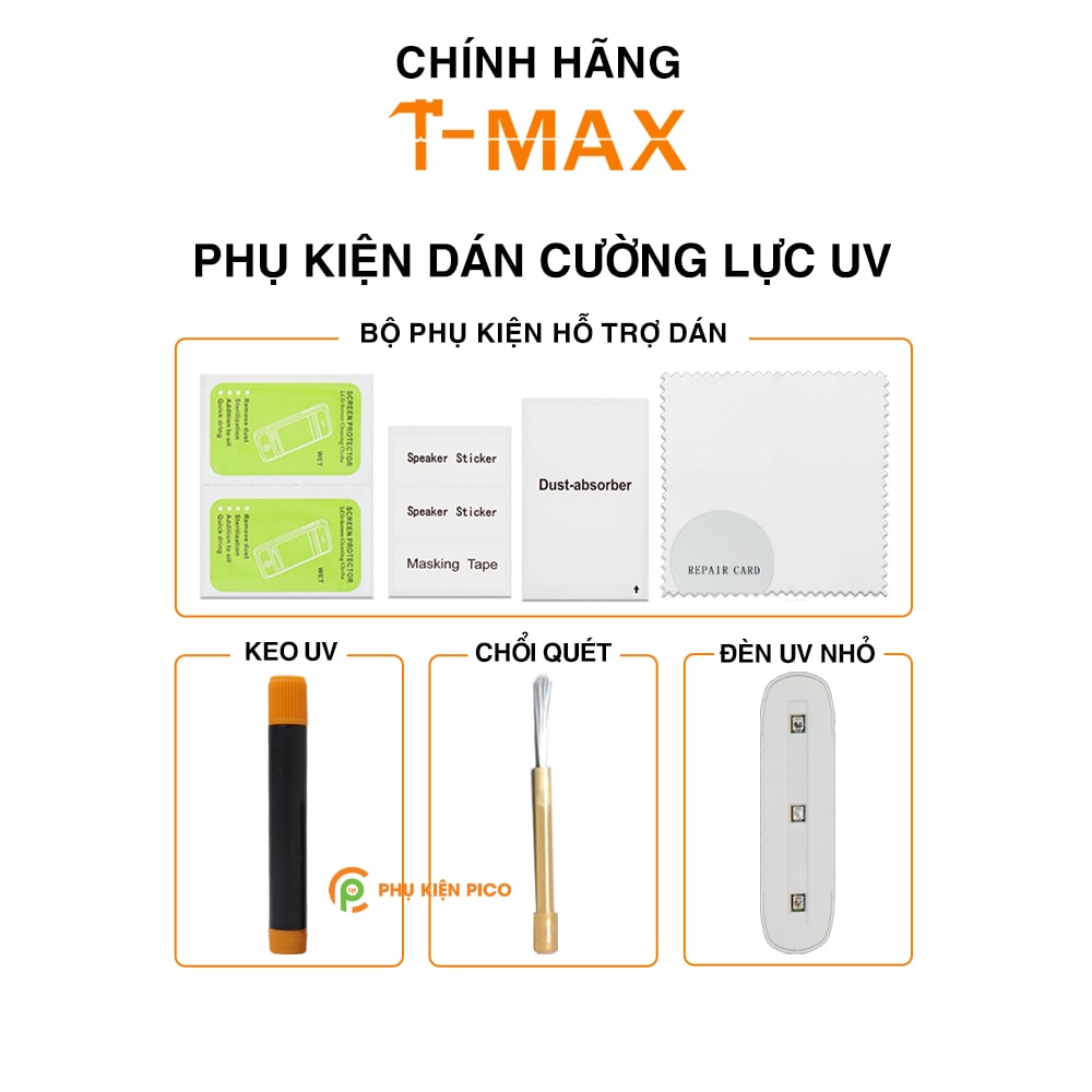 Keo UV đèn UV bộ phụ kiện dán cường lực UV bản tách lẻ từ hộp cường lực T-Max