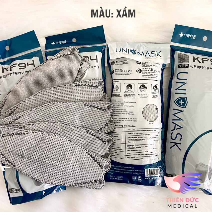 Combo Bịch Lẻ 10 Khẩu Trang KF94 UniMask Kháng Khuẩn