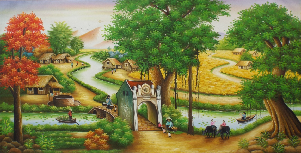 Tranh dán tường Đồng quê KT 1M2*2m