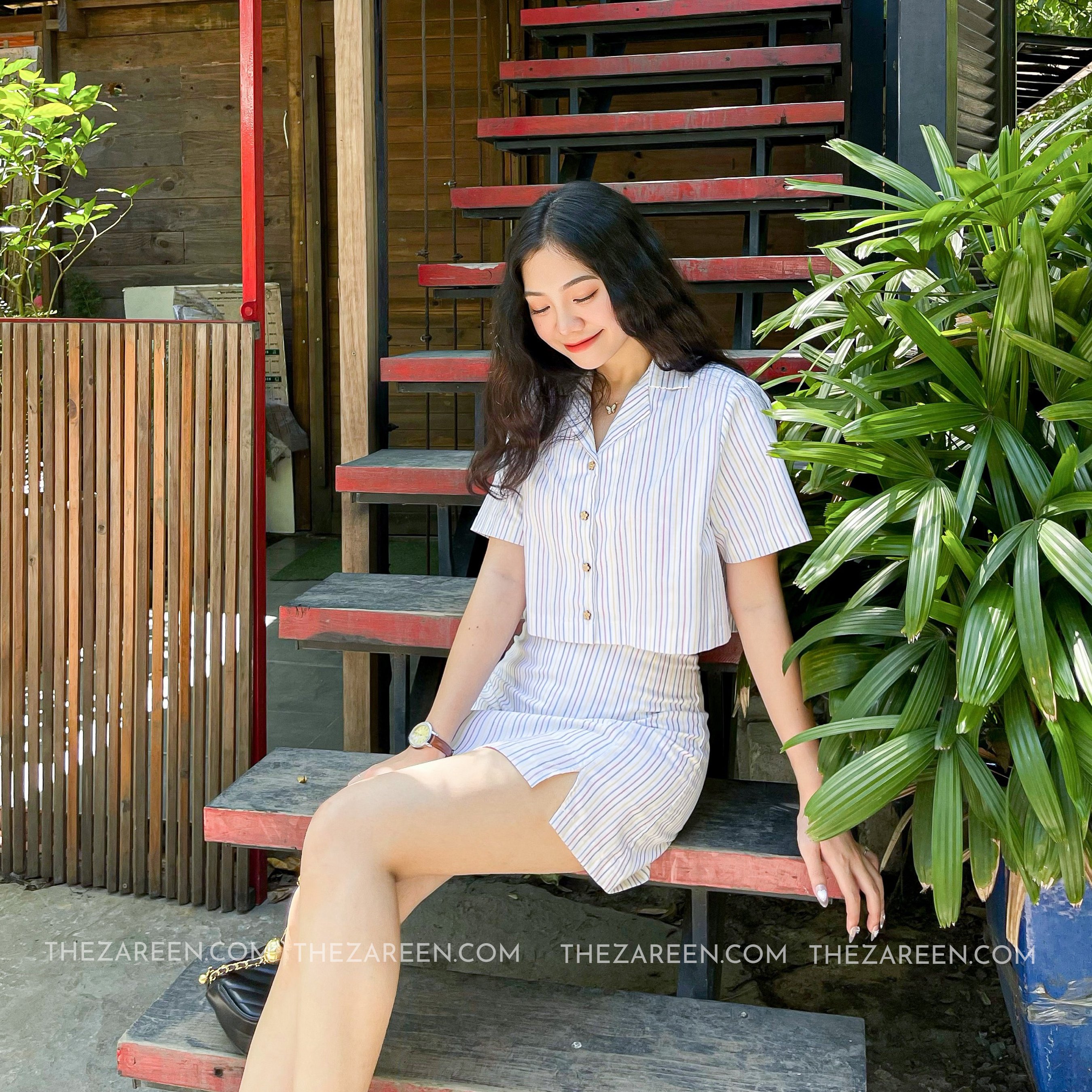 ZAREEN | CHÂN VÁY HOA XẺ V VAA36 - TRẮNG