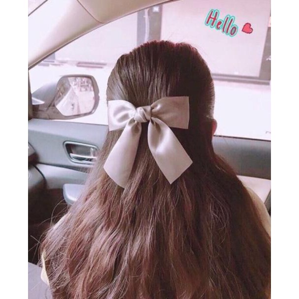 Kẹp / Buộc Tóc Nơ Lụa Satin Cao Cấp Đơn Giản- Nơ Buộc Tóc Cài Tóc Tiểu Thư- Phụ Kiện Tóc Nữ