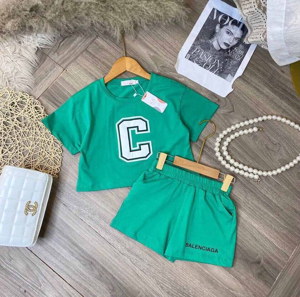 Bộ crop chữ C bé gái {12-43kg}