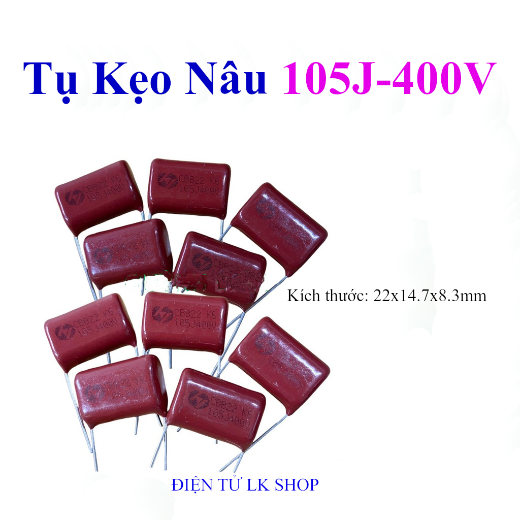 105j, tụ kẹo nâu đỏ cbb22 105j 400v - điện tử lk shop