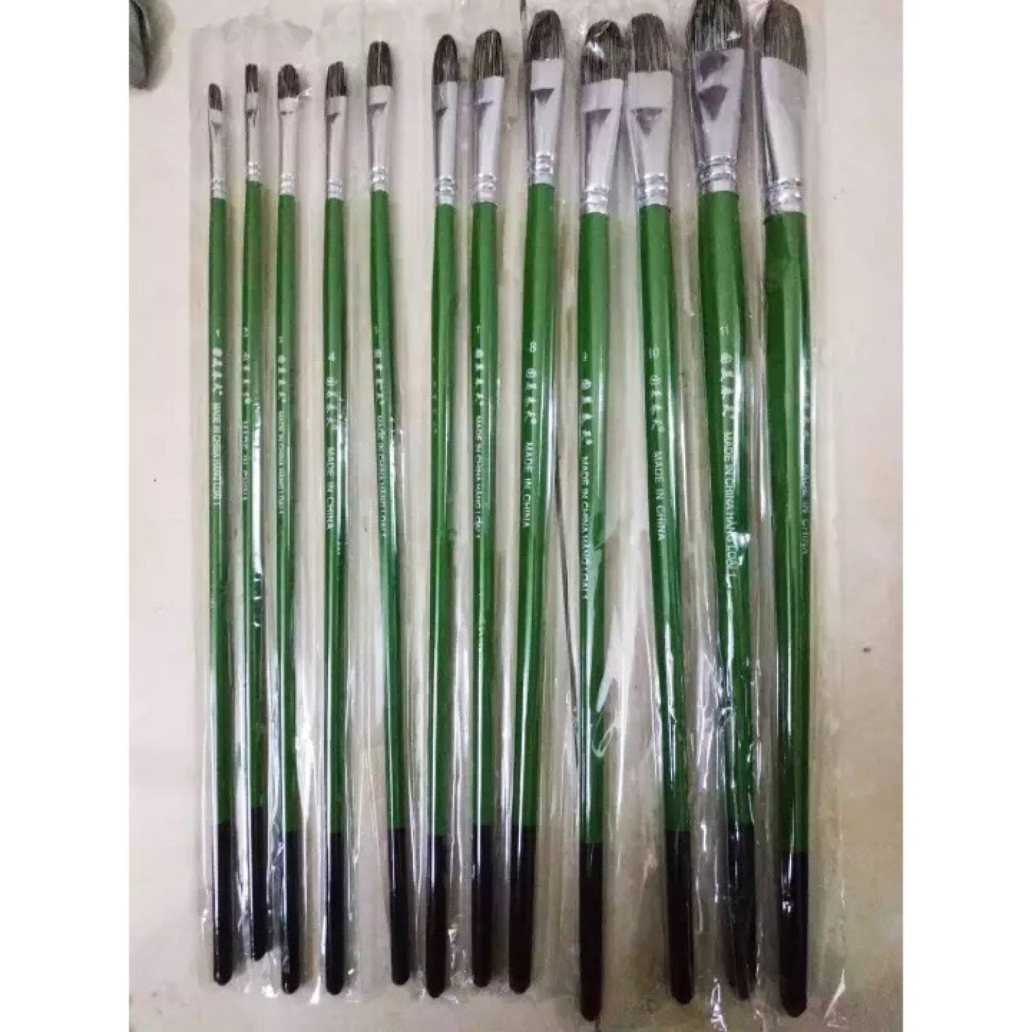 BỘ CỌ VẼ CÁN XANH ĐẦU TRÒN 12 CÂY