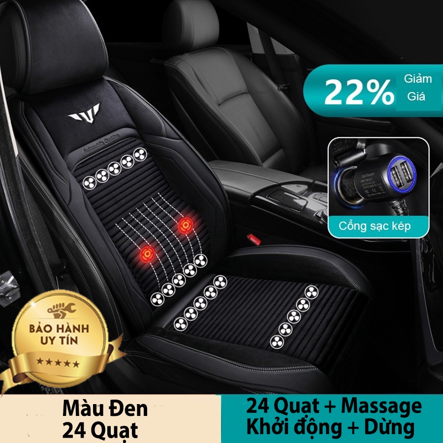 Đệm ghế ô tô điều hòa massage tự động ngắt 25 quạt gió siêu mát tích hợp mát xa thư giãn